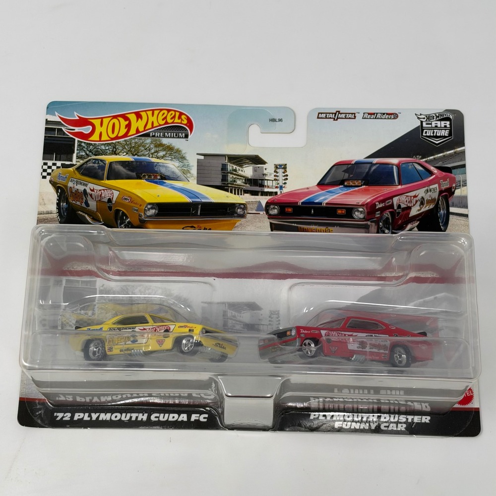 Hot Wheels Premium 2-Pack '72 Plymouth Cuda FC Duster Snake & Mongoose